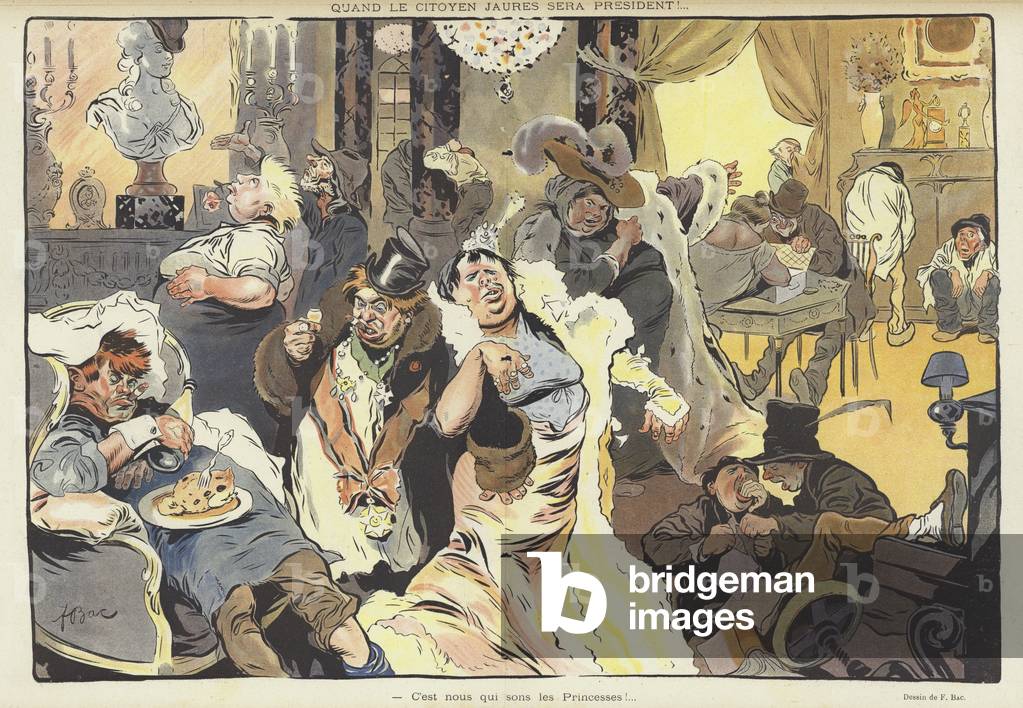 When citizen Jaures is president it is us who will be the princesses. Illustration for Le Rire (colour litho)