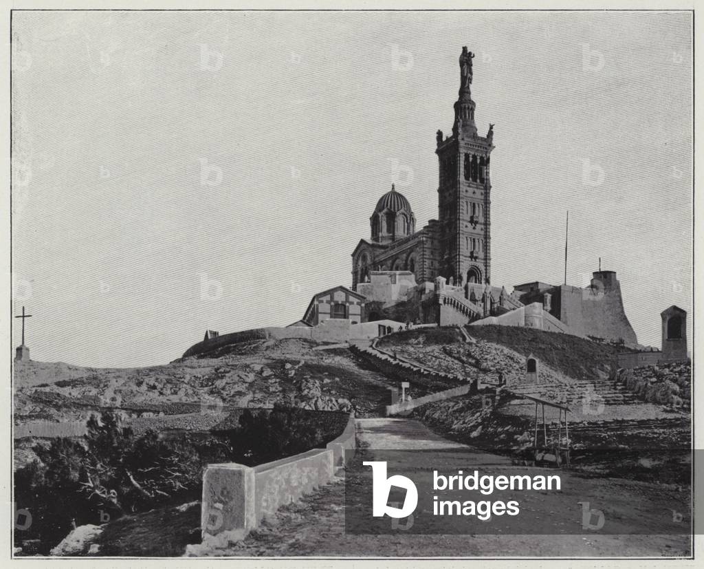 Marseilles, Church of Notre-Dame de la Garde (b/w photo)