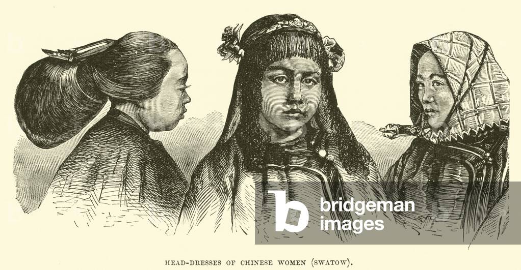 Head-dresses of Chinese women, Swatow (engraving)