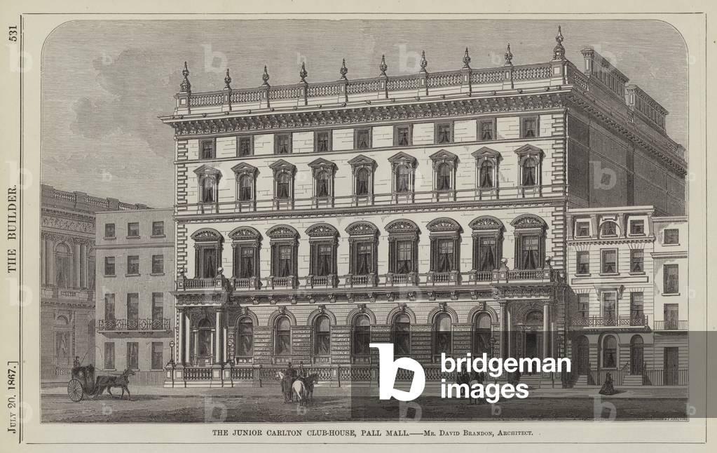 The Junior Carlton Club-House, Pall Mall, Mr David Brandon, Architect (engraving)