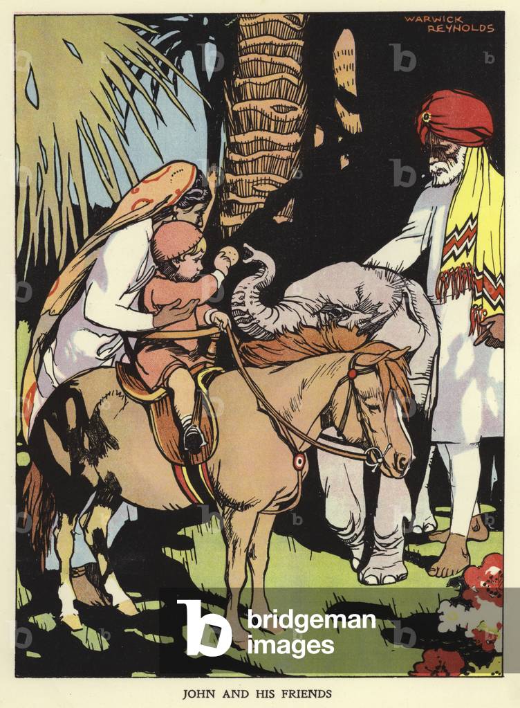 John and his friends (colour litho)