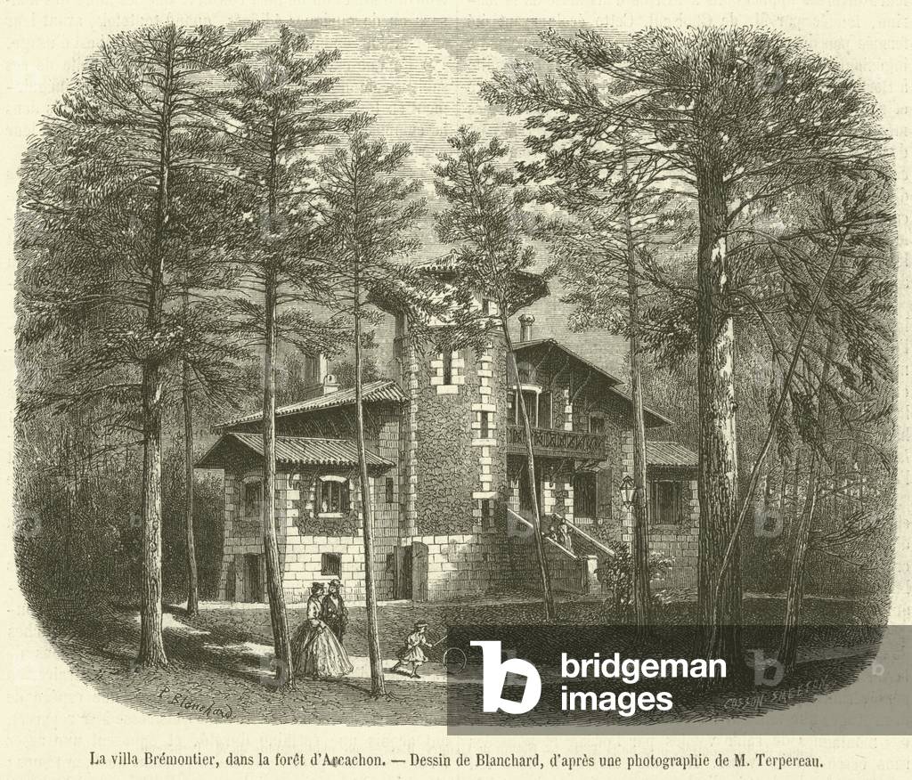 La villa Bremontier, dans la foret d'Arcachon (engraving)
