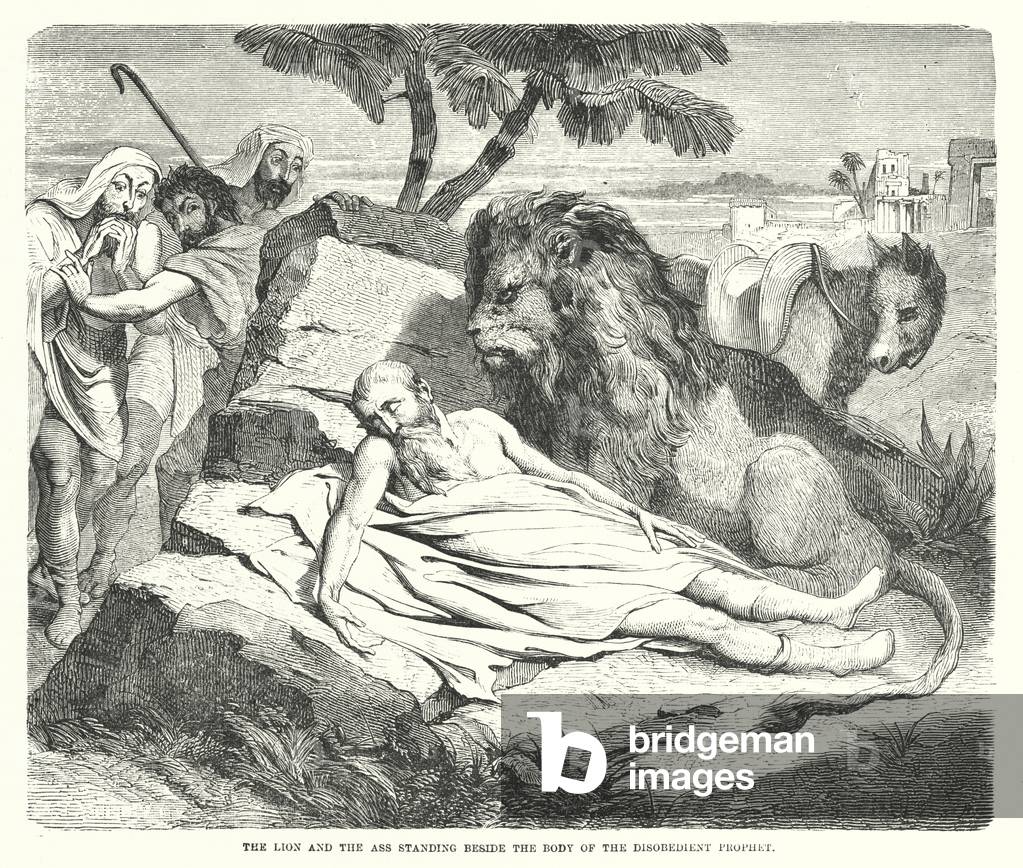 The Lion and the Ass standing beside the Body of the Disobedient Prophet (engraving)