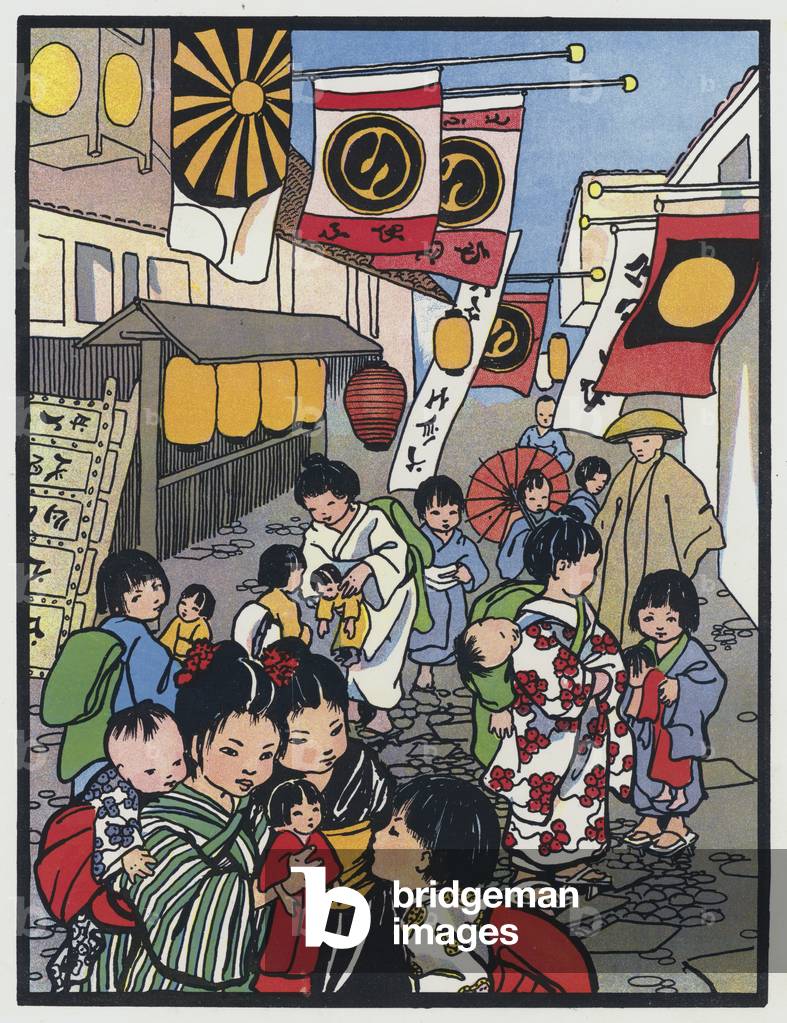 Dolls' Day in Yokohama (colour litho)