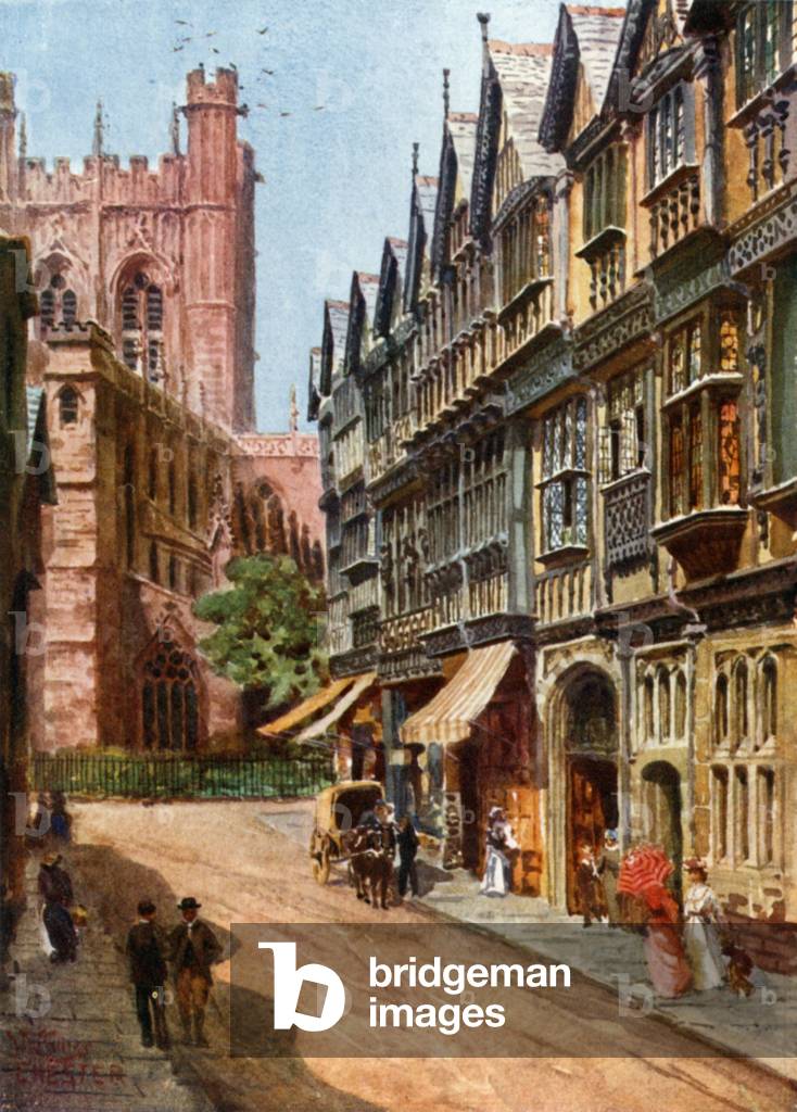 Chester, St. Werburgh Street (colour litho)