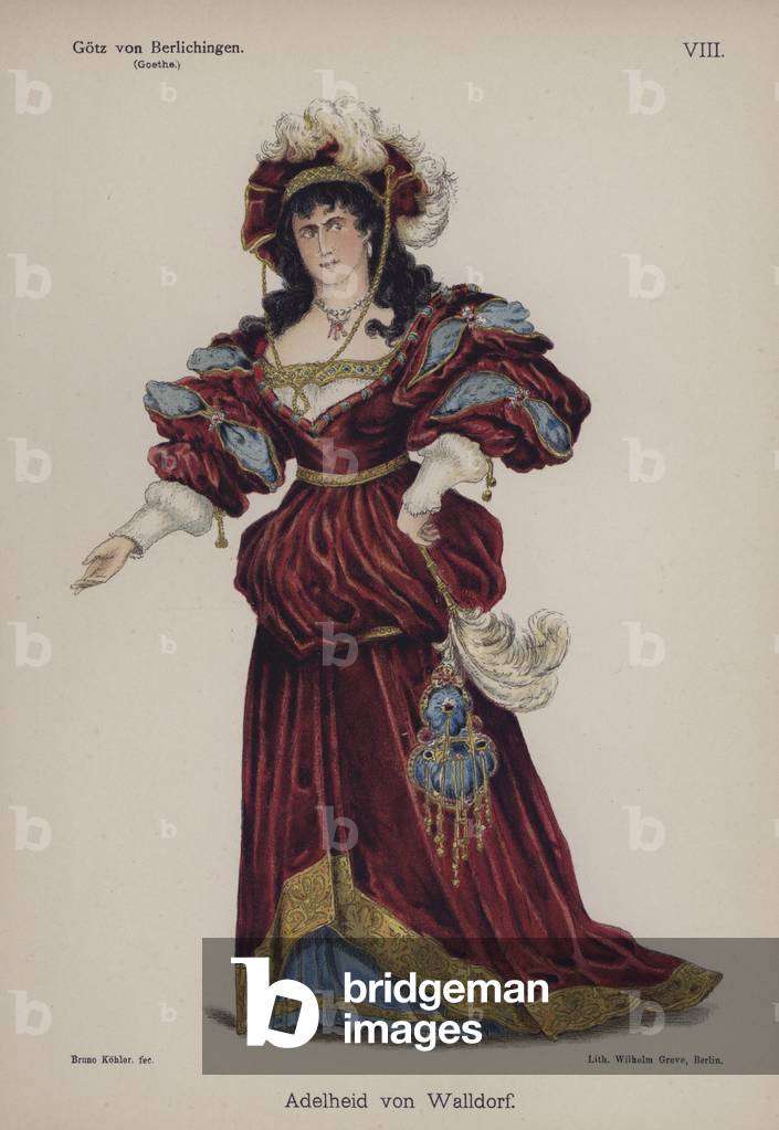Adelheid von Walldorf, from Gotz von Berlichingen by Goethe (colour litho)