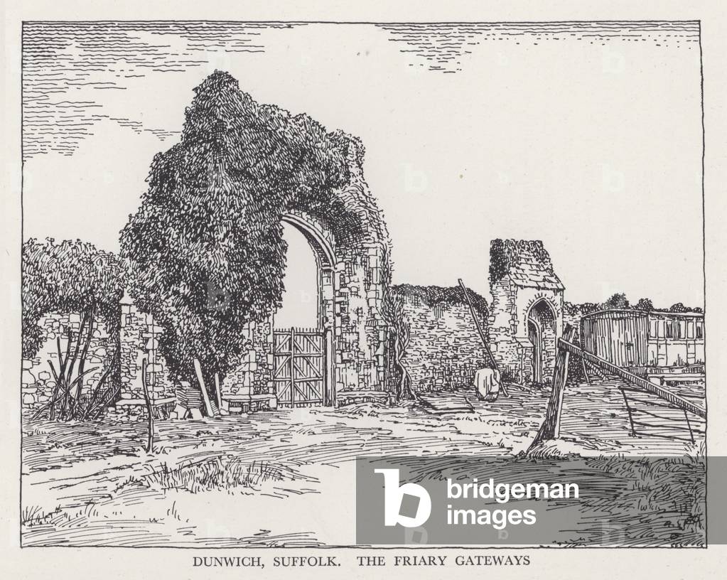 Dunwich, Suffolk, the Friary Gateways (litho)