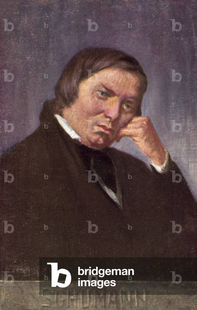 Robert Schumann (colour litho)