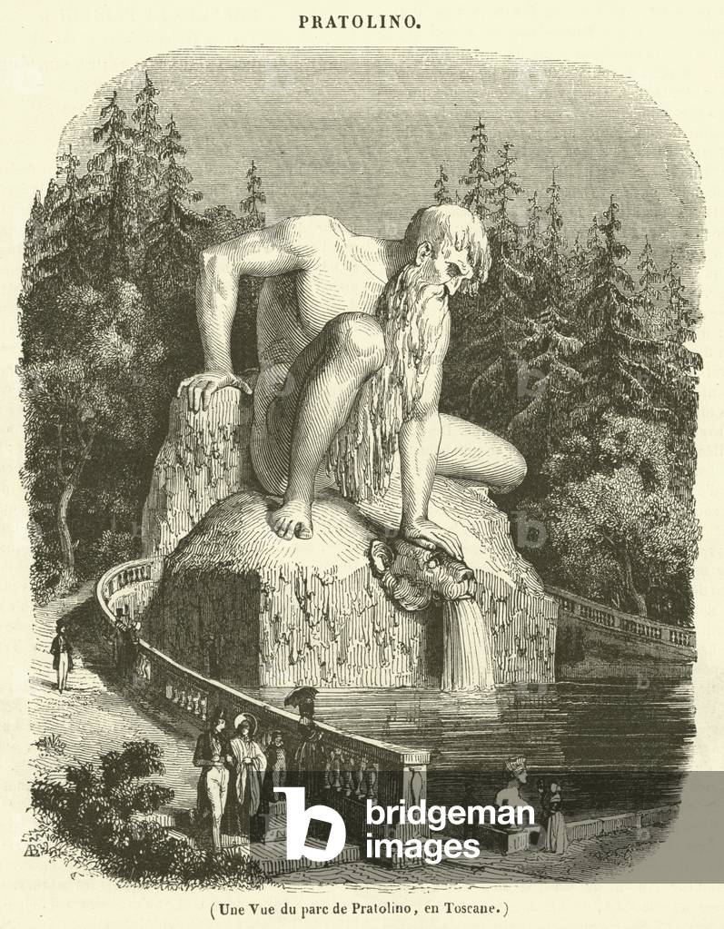 Une Vue du parc de Pratolino, en Toscane (engraving)