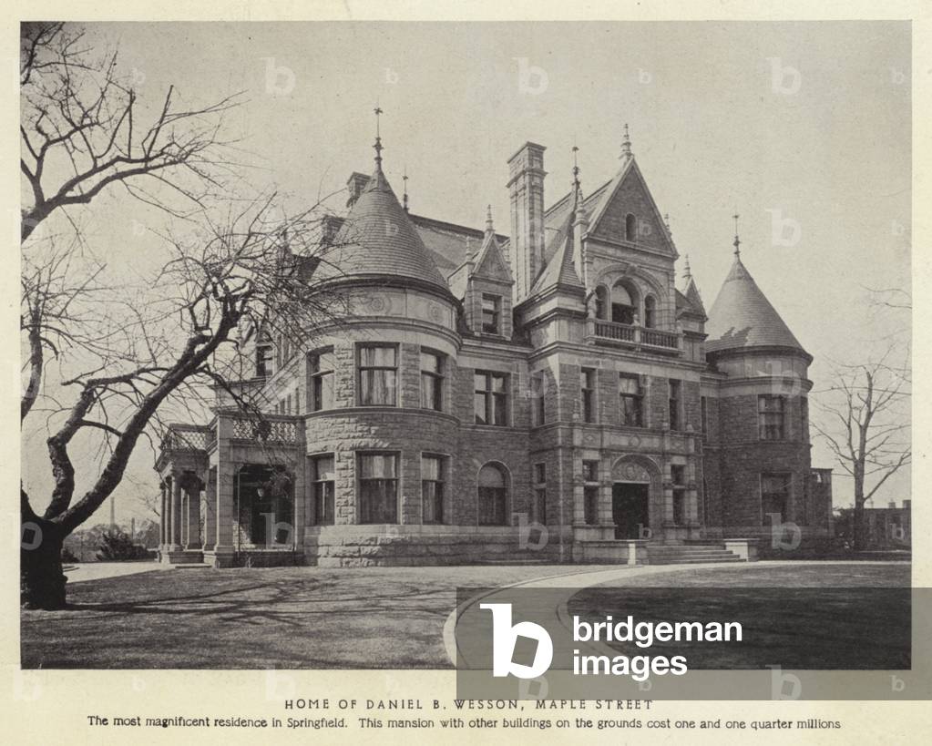 Springfield, Massachusetts: Home of Daniel B Wesson, Maple Street (b/w photo)