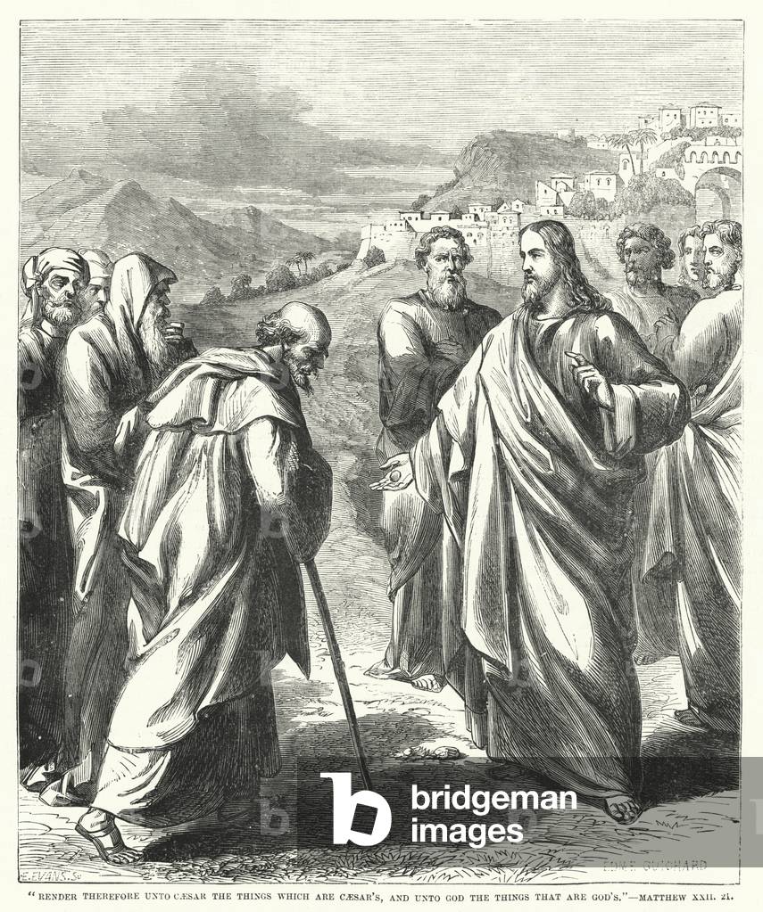 Render therefore unto Caesar the things which are Caesar's, and unto God the things that are God's, Matthew XXII, 21 (engraving)