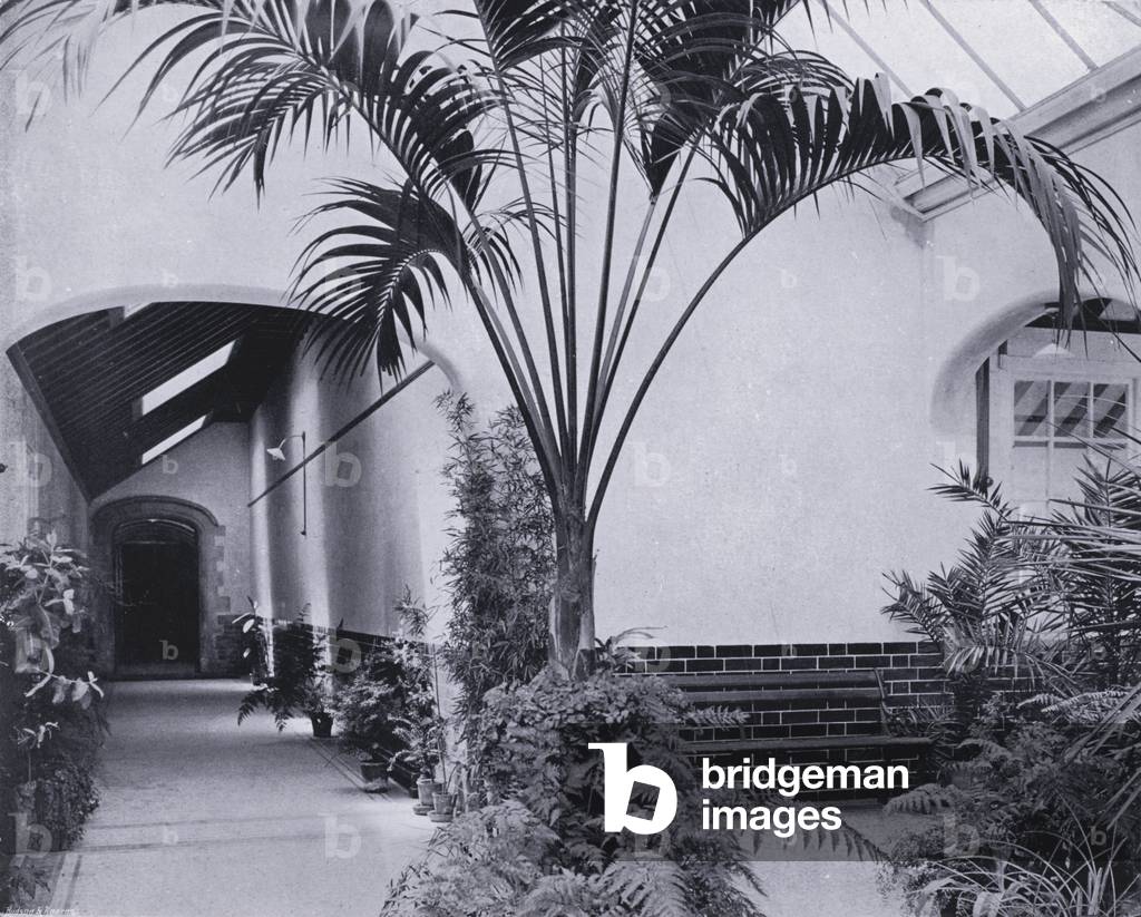 Holloway Sanatorium, Virginia Water: Corner of Winter Garden (b/w photo)