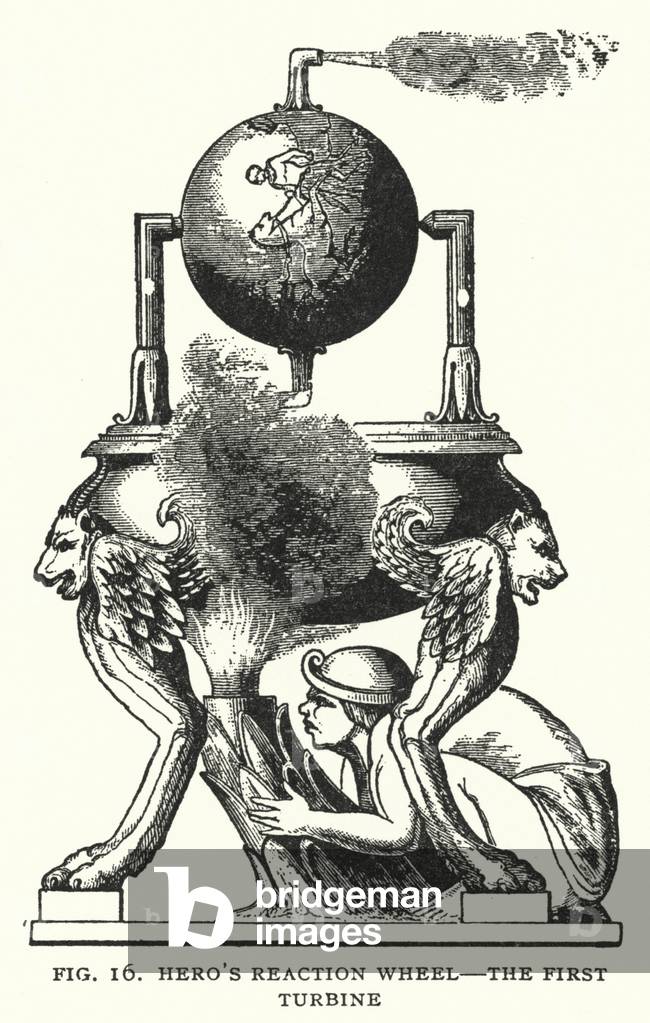 Hero's reaction wheel, the first turbine (litho)