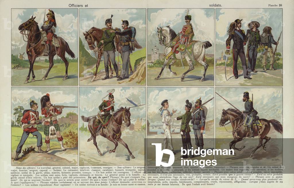 Army officers and soldiers (chromolitho)