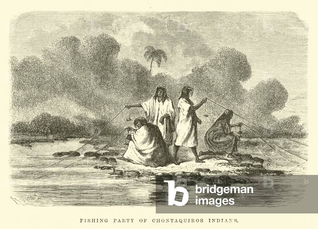 Fishing party of Chontaquiros Indians (engraving)
