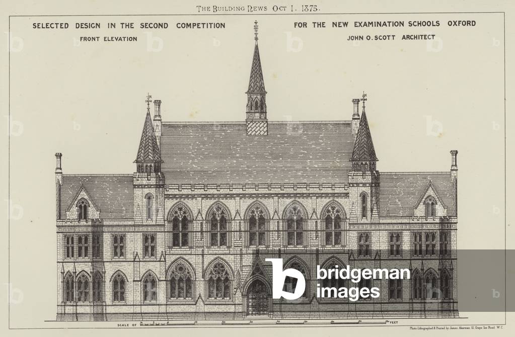 Selected Design in the Second Competition for the New Examination Schools Oxford, Front Elevation (engraving)