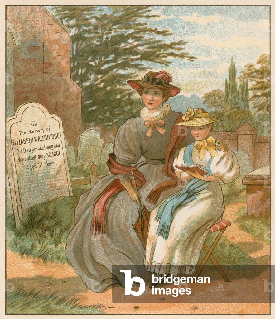 At the Grave of the Dairyman's Daughter (chromolitho)