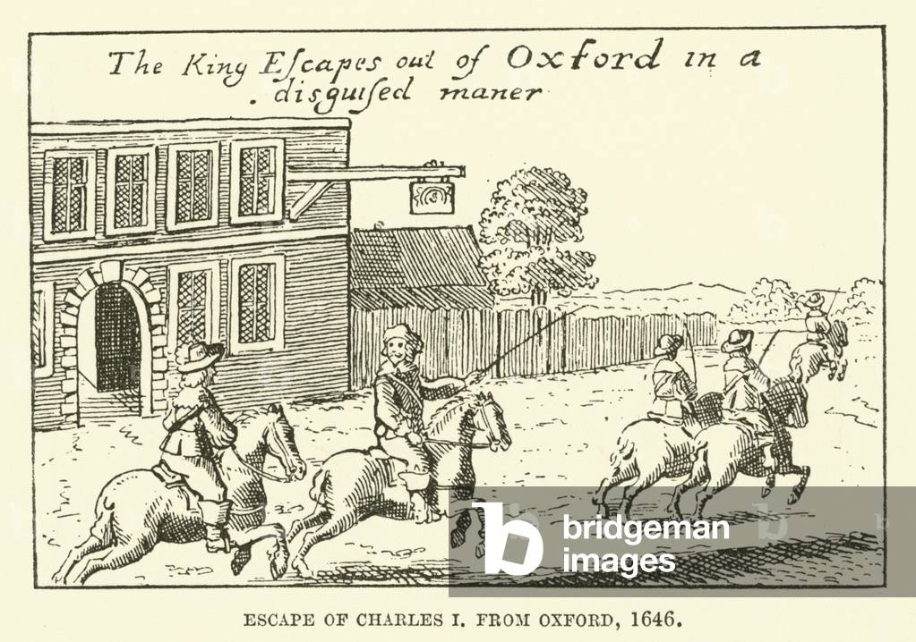 Escape of Charles I, from Oxford, 1646 (engraving)