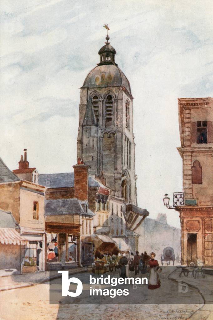 Tour de l'Horlage, Tours (colour litho)
