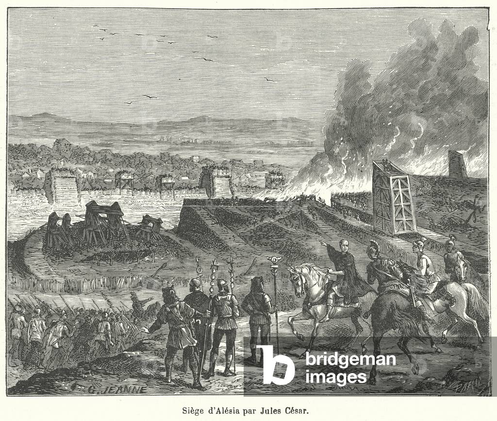 Julius Caesar laying siege to Alesia, Gaul, 52 BC (engraving)