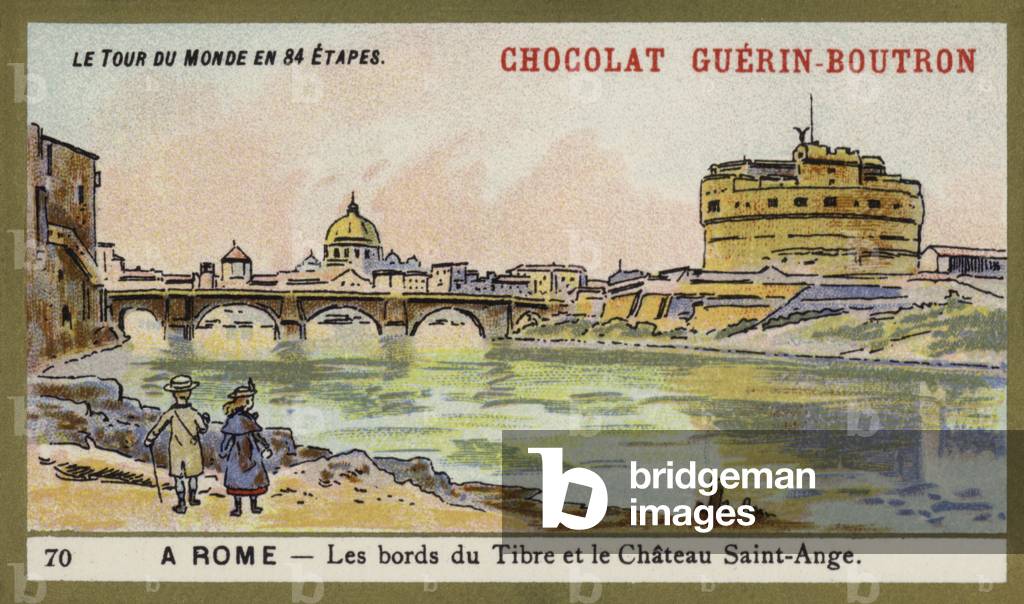 The banks of the Tiber and the Castel Sant'Angelo, Rome (chromolitho)