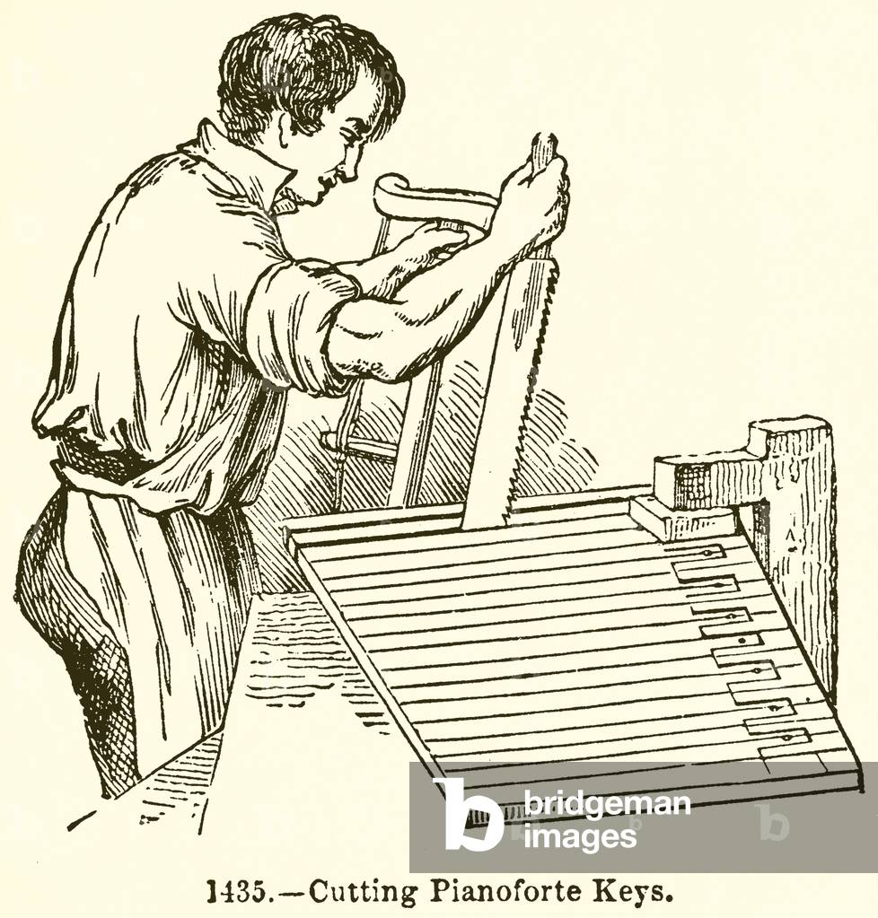 Cutting Pianoforte Keys (engraving)
