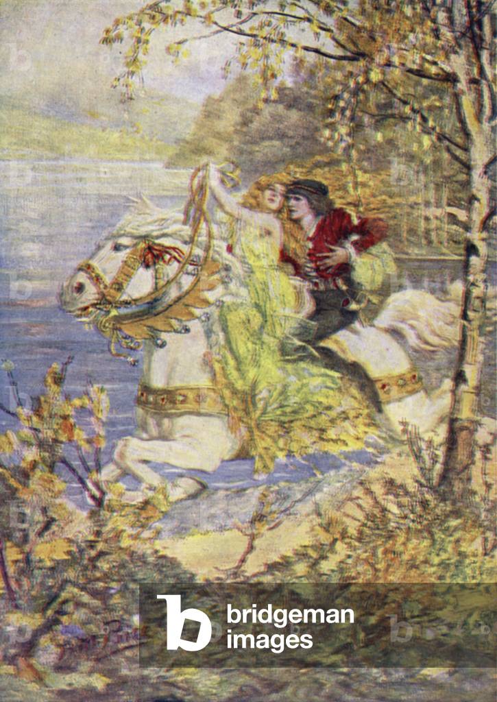 True Thomas and the Fair Queen (colour litho)