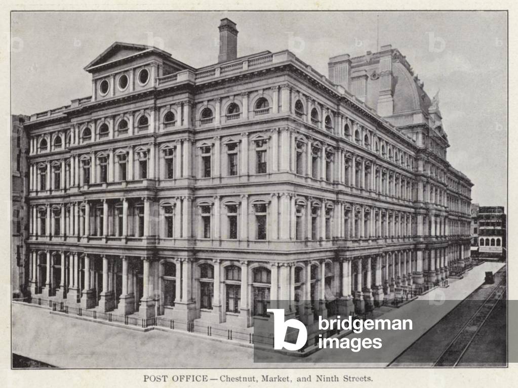 Philadelphia: Post Office, Chestnut, Market and Ninth Streets (b/w photo)