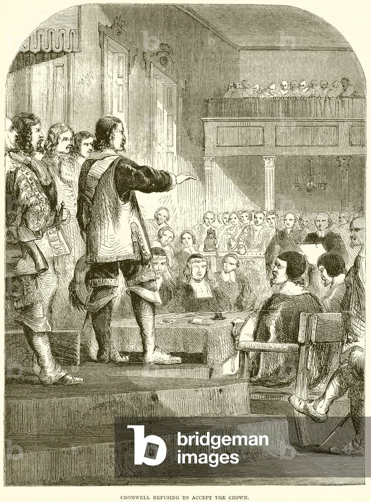 Cromwell refusing to accept the crown (engraving)
