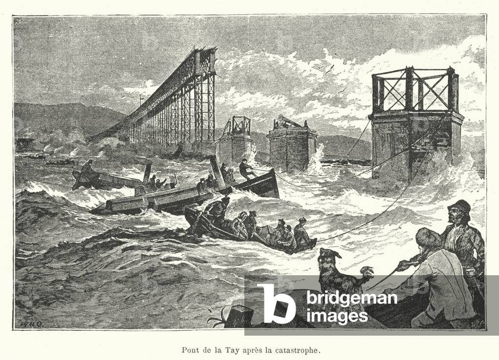 Pont de la Tay apres la catastrophe (engraving)