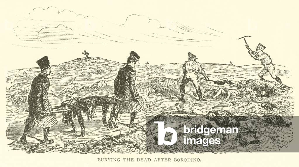 Burying the dead after Borodino (engraving)