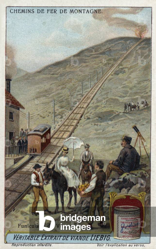 Vesuvius funicular railway, Italy (chromolitho)
