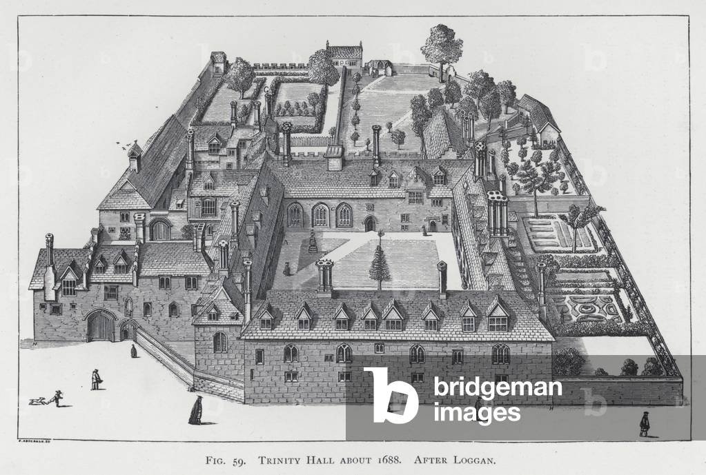 Trinity Hall about 1688, after Loggan (engraving)