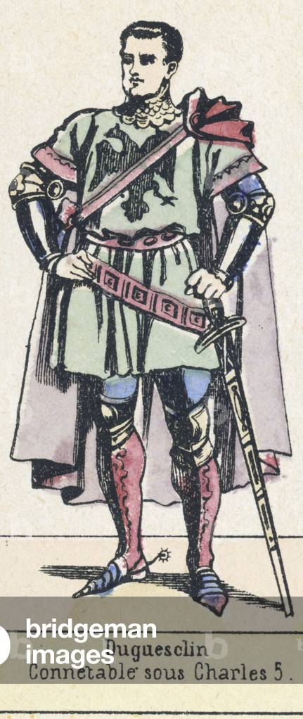 Duguesclin, Connetable sous Charles 5 (coloured engraving)