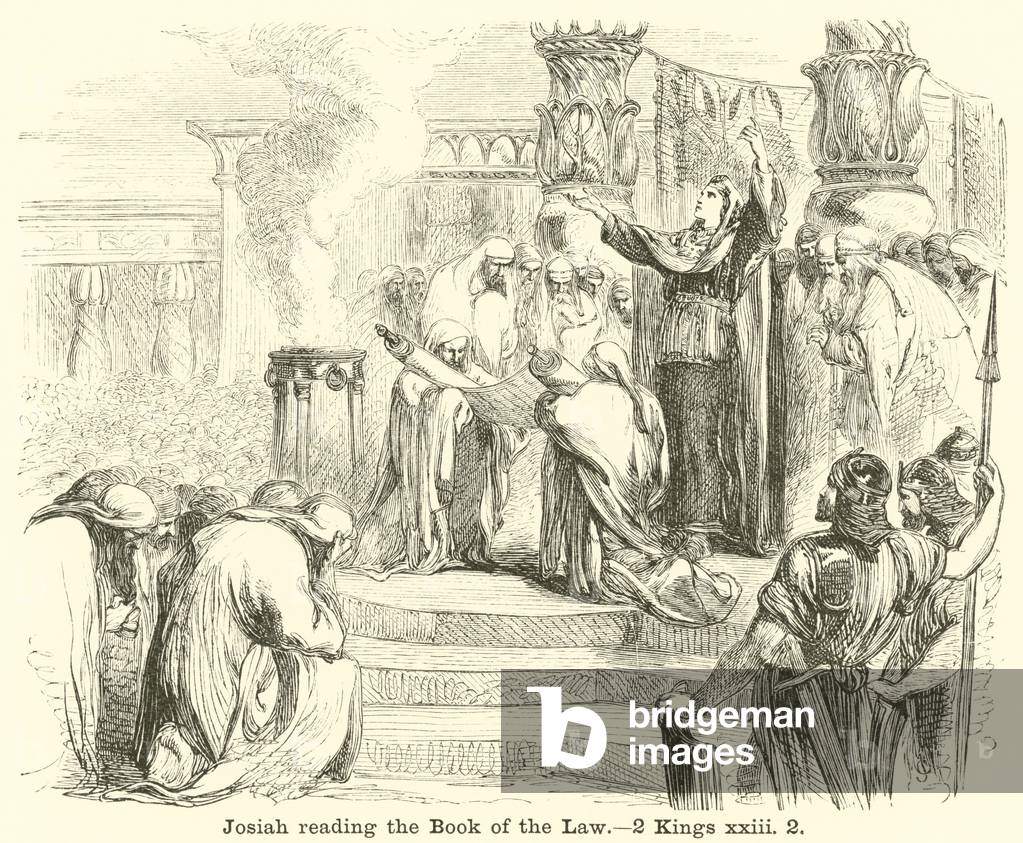 Josiah reading the Book of the Law, 2 Kings, xxiii, 2 (engraving)