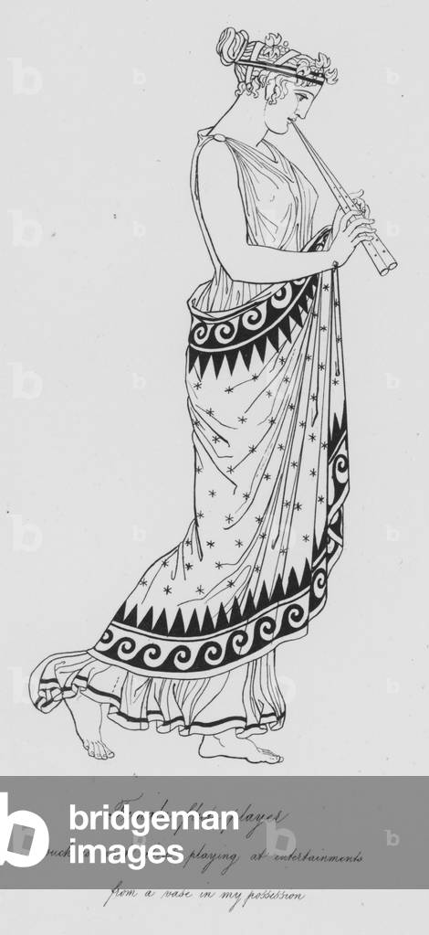 Female flute player such as went about playing at entertainments, from a vase in my possession (engraving)