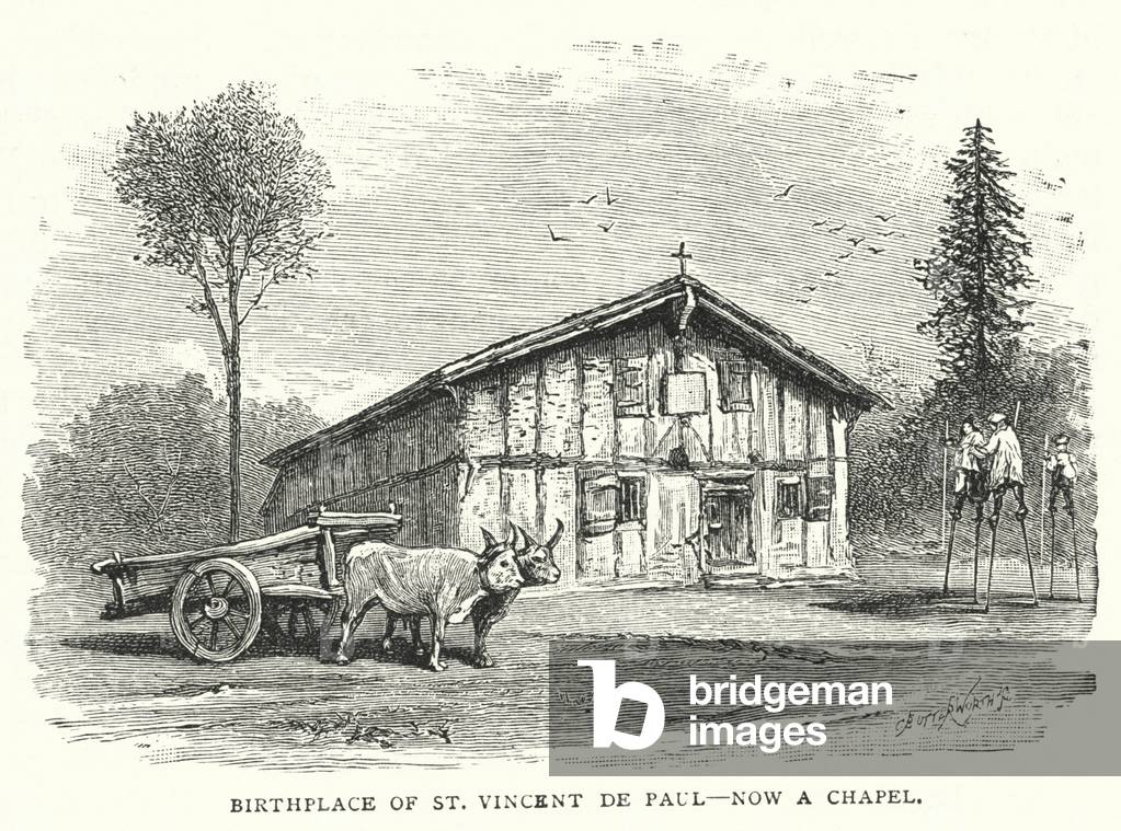 Birthplace of St Vincent de Paul, now a Chapel (engraving)