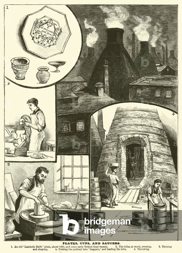 Plates, cups, and saucers (engraving)
