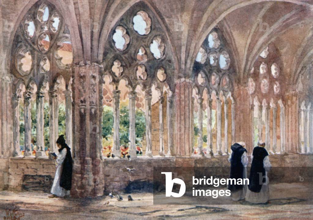 Orviedo, the Cloisters (colour litho)