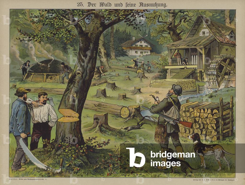 Wood workers (colour litho)