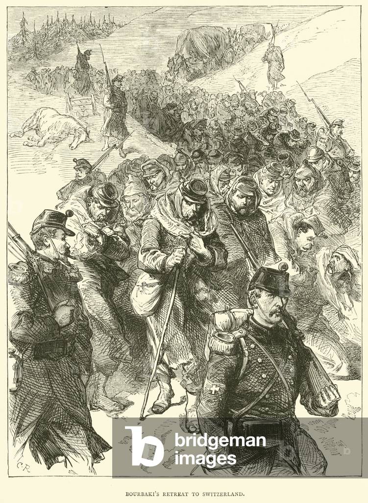 Bourbaki's retreat to Switzerland, January 1871 (engraving)