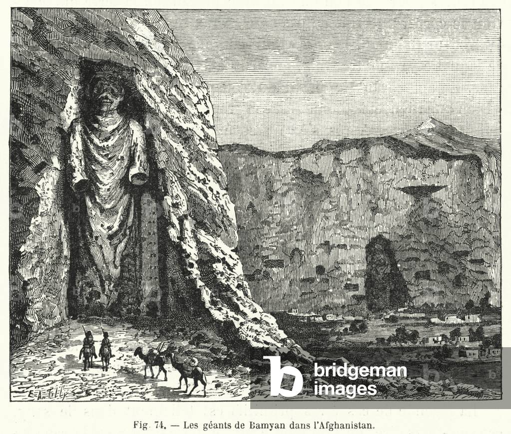 Les geants de Bamyan dans l'Afghanistan (engraving)