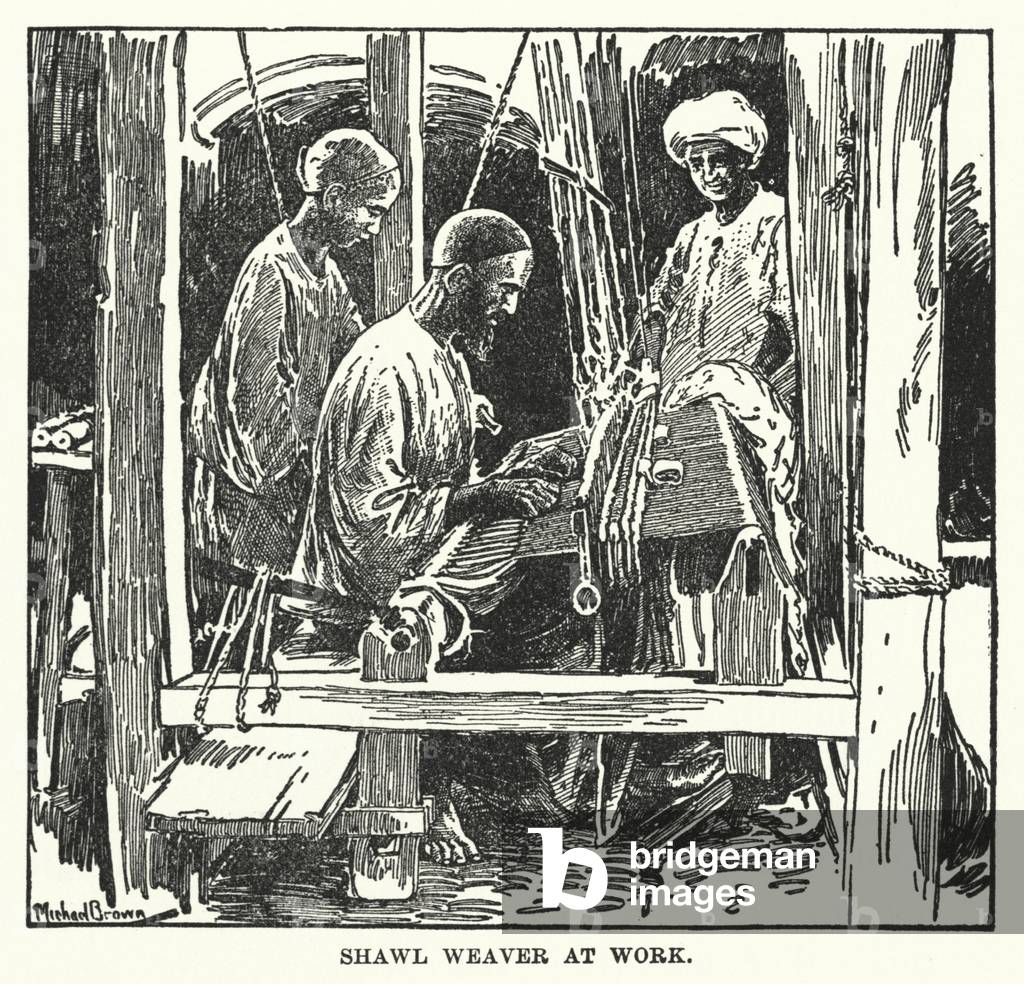 Shawl Weaver at Work (litho)
