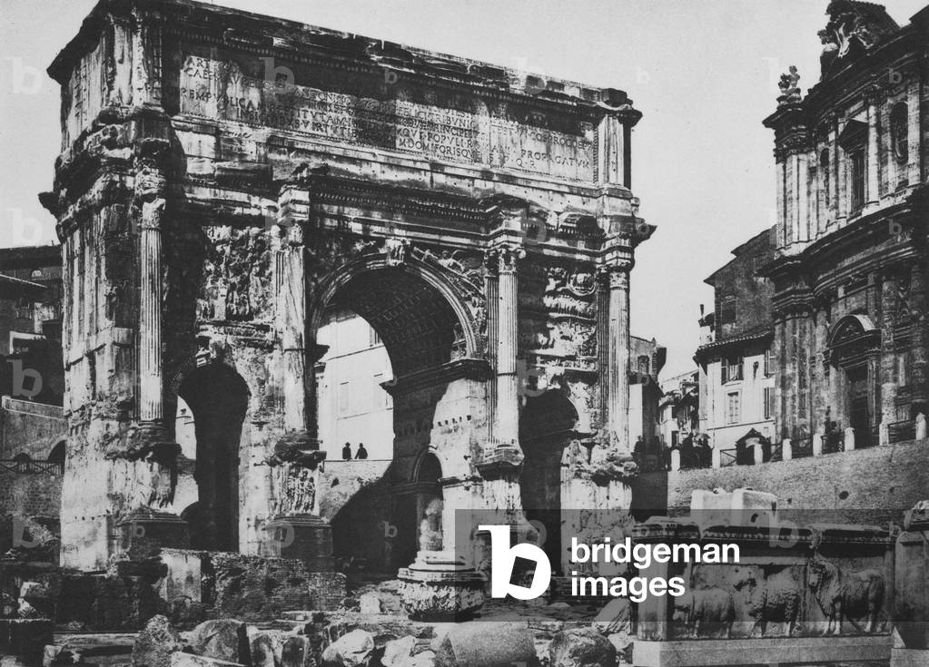 Roma / Rome: Foro Romano, Arco Trionfale di Settimio Severo (b/w photo)