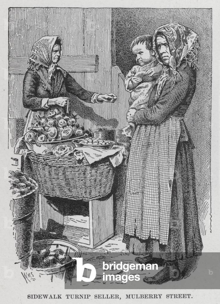 Sidewalk Turnip Seller, Mulberry Street (litho)