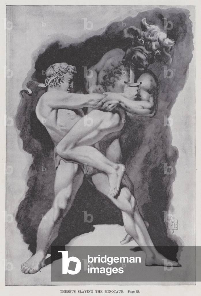 Theseus slaying the Minotaur (litho)