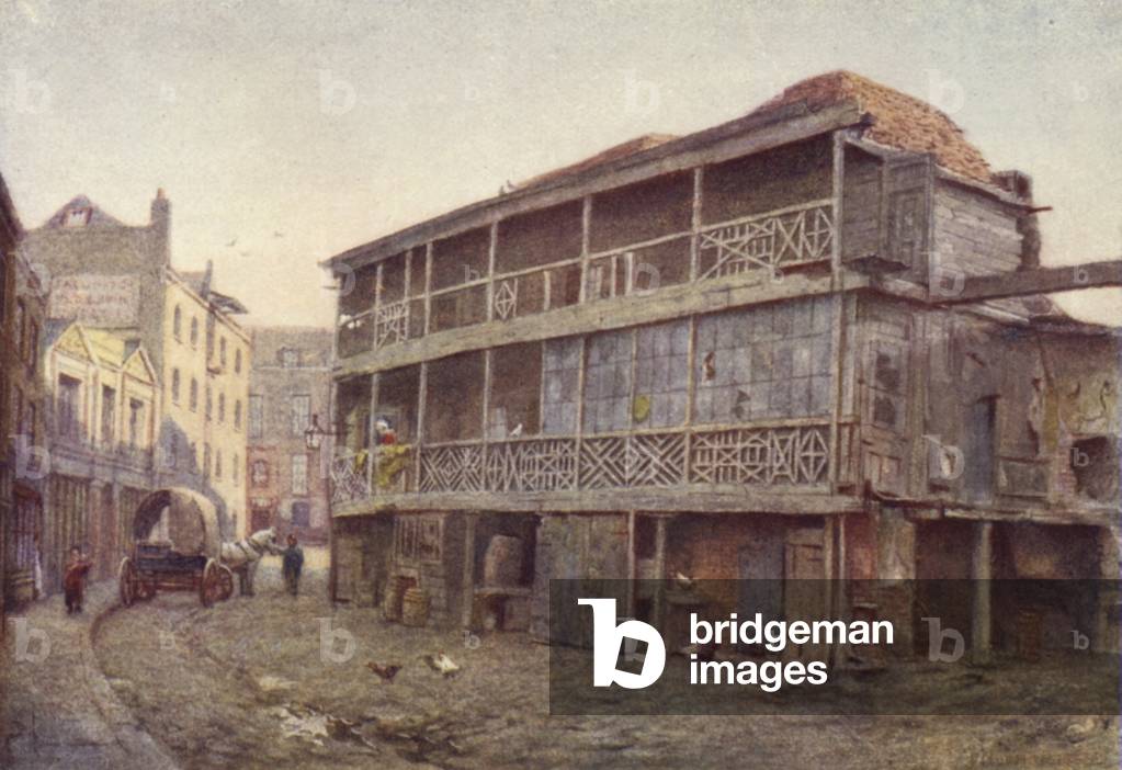 Last of King's Head Inn, Southwark, 1884 (colour litho)