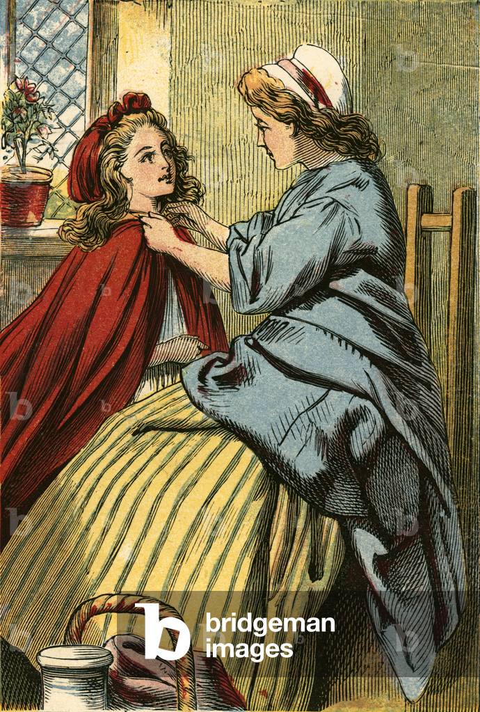 Red Riding Hood preparing for her journey