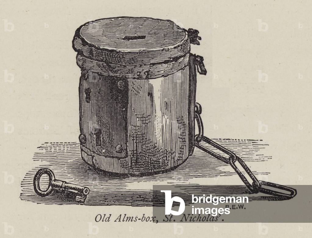 Canterbury: Old Alms-box, St Nicholas' (litho)