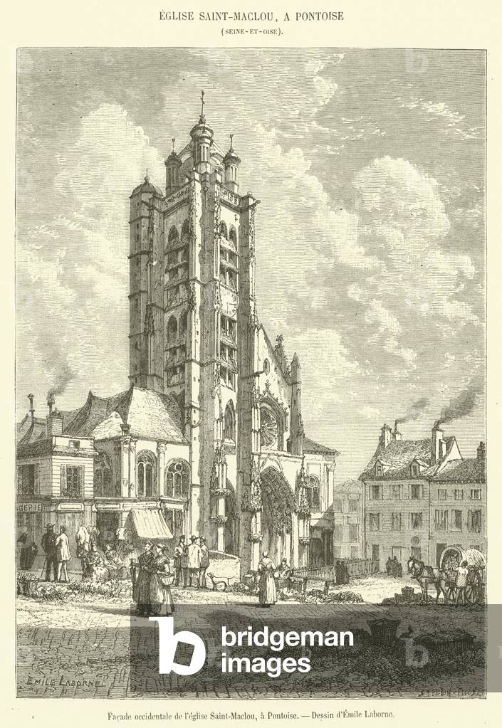 Facade occidentale de l'eglise Saint-Maclou, a Pontoise (engraving)